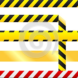 Caution tape and warning signs in seamless vector photo