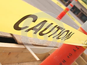 A caution taped off site