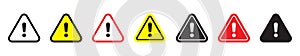 Caution triangular signs. Danger, warning sign, attention sign. Danger icon, warning icon, attention icon.