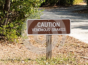 Caution Venomous Snakes Warning Sign