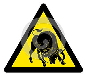 Caution Warning Bull Sign
