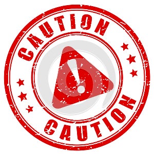 Caution warning grunge stamp