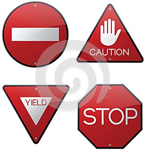 Caution Warning Stop Signs