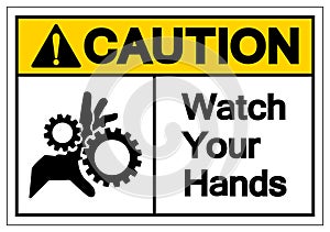 Caution Watch Your Hands Symbol Sign, Vector Illustration, Isolate On White Background Label. EPS10