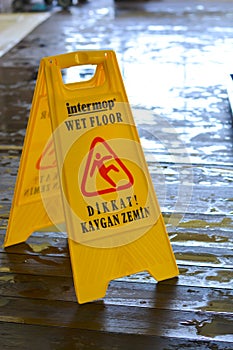 Caution wet floor sign