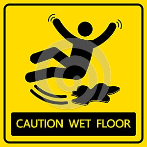 Caution wet floor sign and symbol