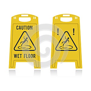 Caution wet floor two icons