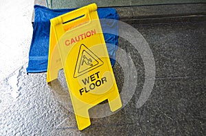 Caution wet floor warning sign
