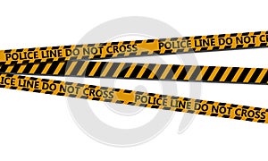 Caution yellow tape with police line do not cross word