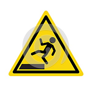 Cautionary Slippery Surface Warning Sign. Slippery safety notice icon.
