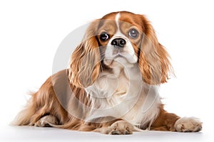 Cavalier King Charles Spaniel Dog Upright On A White Background