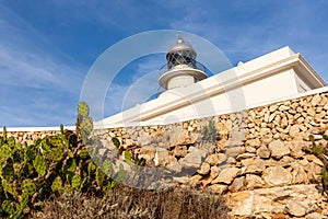 Cavalleria lighthouse Menorca island. Baleares, Spain