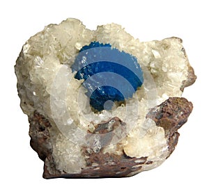 Cavansite on Stilbite mineral crystals from India.