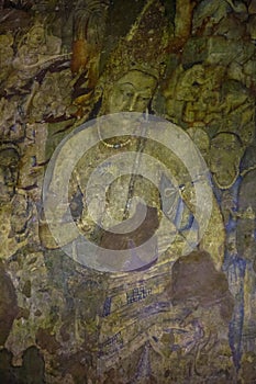 Cave 1: Bodhisattva Padmapani - Close up. Rear wall, left of shrine antechamber. Ajanta Caves,