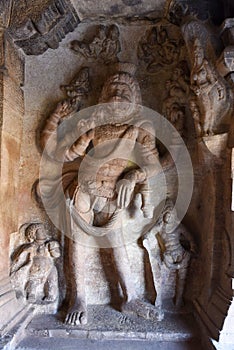 Cave 3 in Badami cave complex showing Narasimha avatar of Vishnu