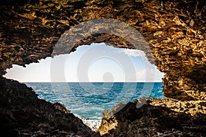 Cave in Barbados, Caribbean island.