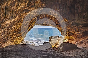 Cave called Grotta delle capre near San Felice Circeo. photo