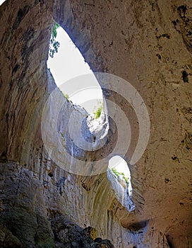 Cave ceiling with holes in the form of eyes 2