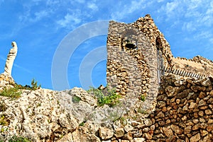 Cave Church Ruins of Ermita Virgen de la Pena in Mijas pueblo, the charming White Village of Costa del Sol, Andalucia, Spain.