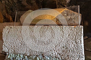 Cave of the coffins at Bet She`arim in Israel catacombs with sarcophagi
