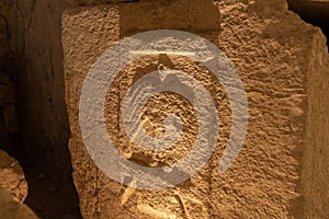 Cave of the coffins at Bet She`arim in Israel catacombs with sarcophagi