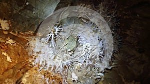 Cave decoration of Ochtinska aragonitova jaskyna. Cave, Slovakia