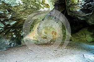 cave drawing in a national park, cave art on the  walls photo