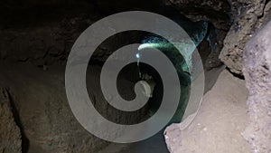 Cave, dungeon. Speleology, cave, dungeon, dark tunnel
