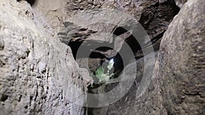 Cave, dungeon. Speleology, cave, dungeon, dark tunnel