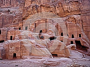 Cave dwellings in Petra Kingdom of Jordan