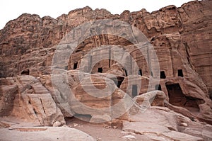 Cave dwellings in Petra Kingdom of Jordan