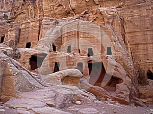 Cave dwellings in Petra Kingdom of Jordan