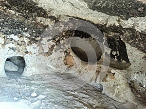 Cave dwellings Tsankawe pueblo New Mexico