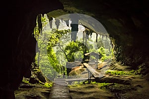 Cave entrance in Niah National Park, Niah Cave in Sarawak Malaysia