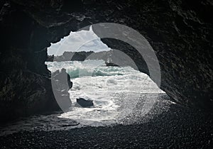 Cave entrance at Waianapanapa on the road to Hana in Maui