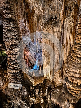 Cave in French Pyrenees full of stalagmites and stalactites beautiful scenery in geologic site