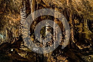 Cave Grotte des Grandes Canalettes in French Pyrenees Catalunya full of stalagmites and stalactites beautiful scenery in geologic photo
