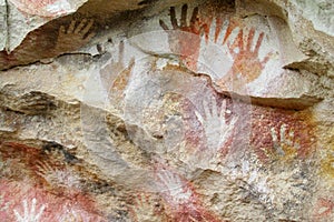 Cave with hand prints, cueva de las manos photo