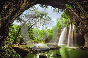 Cave in Heo Suwat Waterfall Khao Yai National Park in Thailand