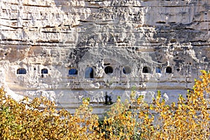 Cave houses, Alcala de Jucar in Spain photo