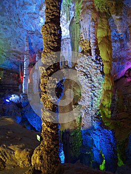 cave interior with colorful light