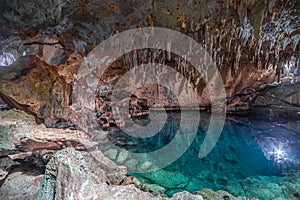 Cave lake Cenote Suytun at Valladolid, Yucatan - Mexico