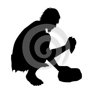 Cave man silhouette vector