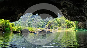 Cave opening viewing inside out in Tam Coc, Ninh Binh, Vietnam