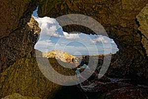 A cave opens out onto the sea in Niue