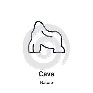 Cave outline vector icon. Thin line black cave icon, flat vector simple element illustration from editable nature concept isolated