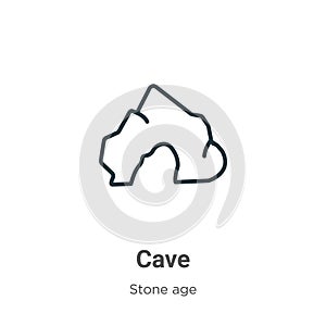 Cave outline vector icon. Thin line black cave icon, flat vector simple element illustration from editable stone age concept