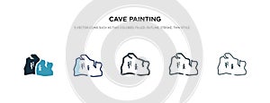 Cave painting icon in different style vector illustration. two colored and black cave painting vector icons designed in filled,