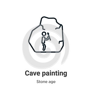 Cave painting outline vector icon. Thin line black cave painting icon, flat vector simple element illustration from editable stone