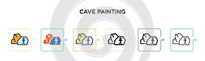 Cave painting vector icon in 6 different modern styles. Black, two colored cave painting icons designed in filled, outline, line
